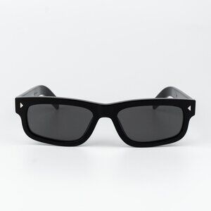 Prada Women Sunglasses Black Grey Rectangle PRB11S 16K731 NEW AUTHENTIC
